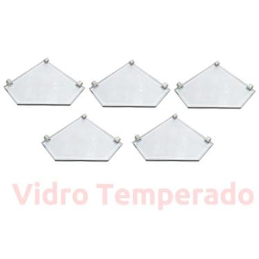 Imagem de kit 5 Porta Shampoos Canto Reto em vidro e 100% Alumínio Maciço - Tcom