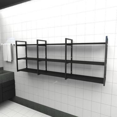 Imagem de Prateleira industrial banheiro aço cor preto 180x30x68cm (C)x(L)x(A) c