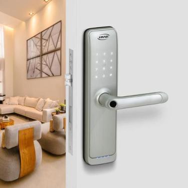 Imagem de Fechadura Digital Geko Compatível c/ Alexa/Google em Alumínio Cinza IM