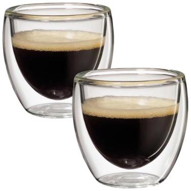 Imagem de Copos De Vidro Borossilicato Parede Dupla 80ml 2 Unidades - Mimo Style