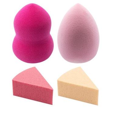 Imagem de Kit 4 Esponjas para Maquiagem Modelos Diversos Gota Corpinho Pele Rost