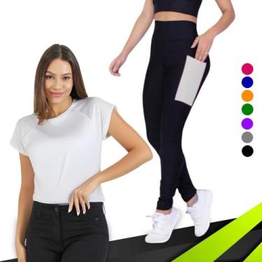 Imagem de Conjunto CAMISETA Blusinha DRY FIT + CALÇA LEGGING BOLSOS Femininos Ac