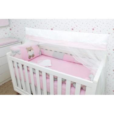 Imagem de Kit de Berço Amiguinhos 08 Peças - Bebê Pelúcias e Enxovais, Ursa Rosa