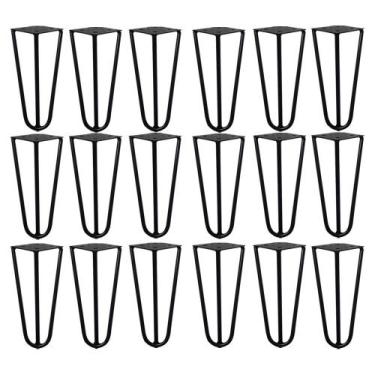 Imagem de Kit 18 Pés de Metal 15 CM Hairpin Legs Mesas de Centro Puffs Preto G41