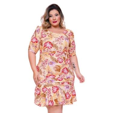 Imagem de Vestido Plus Size Moda Evangélica Babado Malha Lase 0502 - Bellucy Mod