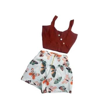 Imagem de Conjunto Plus Size Cropped Short com Ziper Estampado 46 ao 50 0043 - B