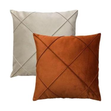 Imagem de Kit 2 Capas para Almofada Drapeada em Veludo Quadrada 50x50 com Enchim