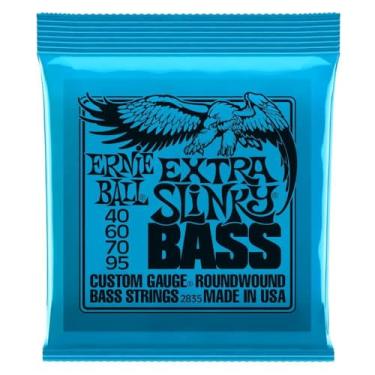 Imagem de Cordas para baixo Ernie Ball Extra Slinky P02835, revestimento de níquel, calibre 40-95
