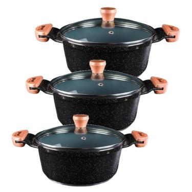 Imagem de Jogo Panela Preto Liso Antiaderente Cerâmica Javali Am 26A30