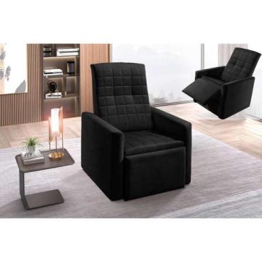 Imagem de Poltrona de Amamentação Sala Reclinável do Papai Top Suede Preto - Par