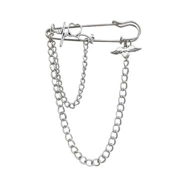 Imagem de Alfinetes decorativos de segurança para roupas, broche de prata da moda, com corrente de pendurar, borla, batimento cardíaco, asas de anjo, pingente de coração, alfinetes de enfermeira, crachá,