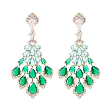 Imagem de Naimo Brincos de borla de strass com pingente de cristal brincos longos de franja para casamento, festa de formatura, joias femininas, Zircônia cúbica, Sem pedra preciosa