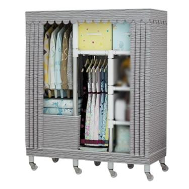 Imagem de Guarda-roupa Armário de guarda-roupa portátil sobre rodas armário de pé grande capacidade armário de armazenamento de roupas móveis organizador de armazenamento armário