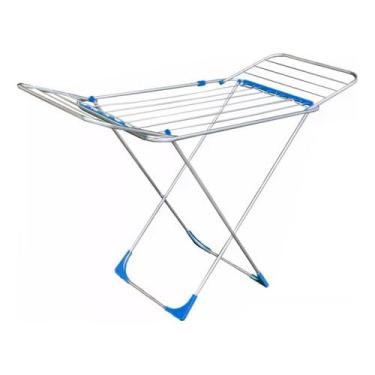 Imagem de Varal P/Roupas De Chão Alumínio Reforçado Com Abas Dobrável Retrátil Resistente