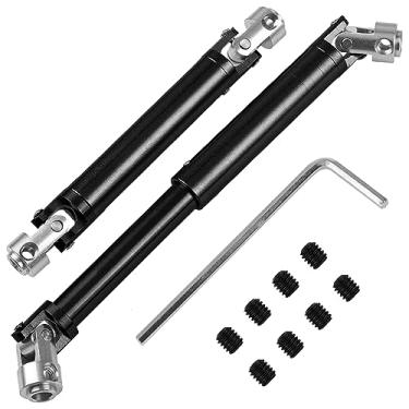 Imagem de 1 par ShareGoo liga de alumínio RC eixo de transmissão de carro 103-148 mm junta universal CVD eixo de transmissão compatível com Axial SCX10 Tamiya CC01 D90 RC4WD TF2 HSP Redcat 1/10 RC Crawler (preto)