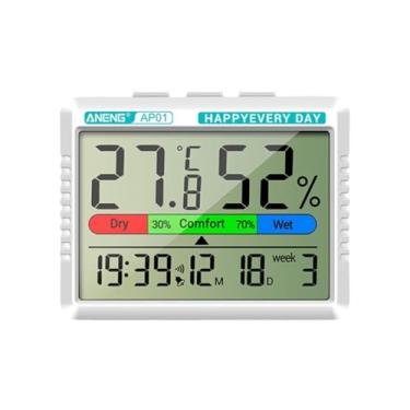 Imagem de Wswqop Medidor de temperatura e umidade, lembrete de conforto climático, estação meteorológica, medidor eletrônico de umidade para escritório, Gato Cinzento