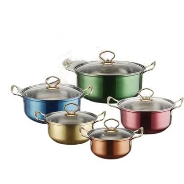 Imagem de HJZSZX 5Pcs Aço Inoxidável Multifuncional Panelas Coloridas de Ferro Fundido para Cozinha Hotel Indução Gás Elétrico Cassete Fogão,2,5 pc