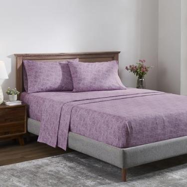 Imagem de Superior Jogo de lençol de algodão de flanela Melange, lençóis escovados ultramacios, modernos, roupa de cama de fazenda, básico, inclui; lençol de cima, lençol com elástico alto, fronhas, casal, figo