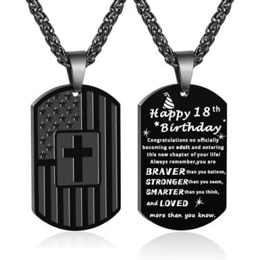 Imagem de DuoDiner Colar de presente de aniversário para homens, meninos, pai, filho, irmão, marido, avô, neto, 10, 13, 16, 18, 21, 30, 40, 50, 60 anos, aniversário, presentes de Natal, Medium, Aço inoxidável,