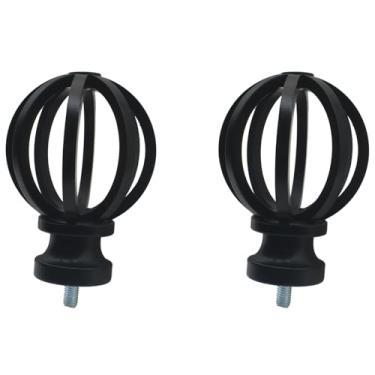 Imagem de HAJZXH 2 peças tampas de extremidade de varão de cortina de 1,5 cm (5/8 pol.) Tampas de extremidade de varão em forma de gaiola torcida com parafusos M5 para varões de cortina (preto