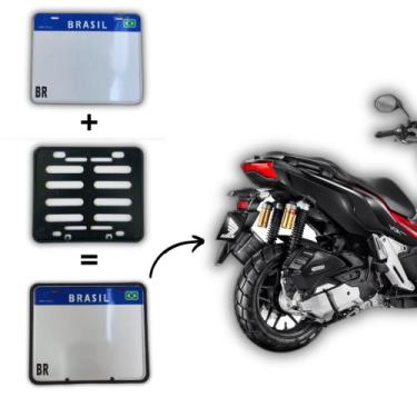 Imagem de Suporte Protetor Quadrado Para Placa de Moto De Plástico - SFE Produto