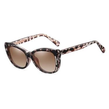 Imagem de HCPIHF óculos de sol clip on polarizados armação óculos de sol para mulheres decoração óculos, leopardo com marrom, tamanho único