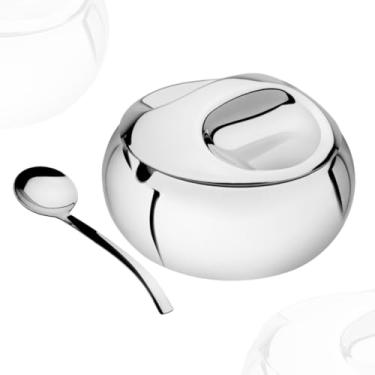 Imagem de Açucareiro Aço Inox Inoxidável 440ML Com Colher Inox Moderno Multifuncional