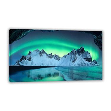 Imagem de Arte de parede em tela grande emoldurada Aurora Boreal Pictures-Impressão de pintura de paisagem em tela - Northern Lights Canvas Prints-Blu ray Islândia Poster pronto para pendurar para decoração de