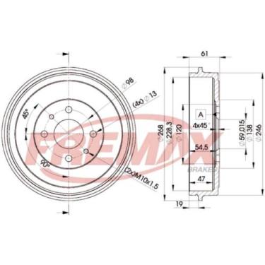 Imagem de Tambor de freio Traseiro Fiat Palio 1996 a 2010 FREMAX