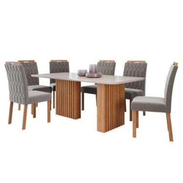 Imagem de Mesa de Jantar Tampo de Vidro Off White Ester 1,80 Com e 6 Cadeiras Pa