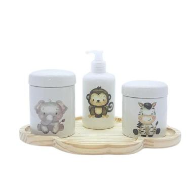 Imagem de Kit higiene bebê 4 peças Safari - Bandeja Nuvem - 101.1 - Genérico