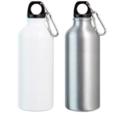 Imagem de kit 2x Garrafa Squeeze Sport 500 ml TopGet Branco e Prata