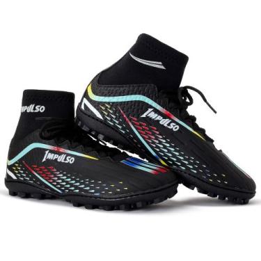 Imagem de chuteira cano longo society trainer adulto, Preto colorido, 43