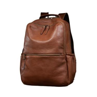 Imagem de Mochila masculina de couro para viagem ao ar livre, mochila vintage de grande capacidade para laptop de 15,6 polegadas(Vintage Brown)