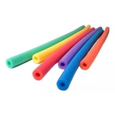 Imagem de Kit 6 Boias Macarrão Flutuante Resistente e Flexível Cores diversas Pa