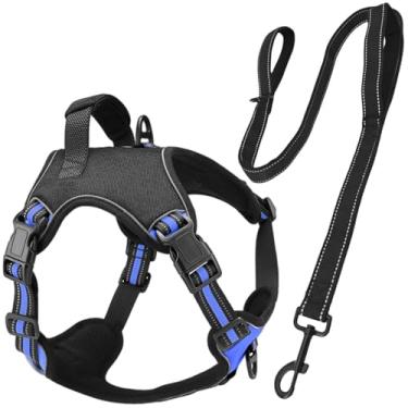 Imagem de Coleira Peitoral Pet Antipuxão POWER + Guia Longa 1,5m Madog (Azul, M)