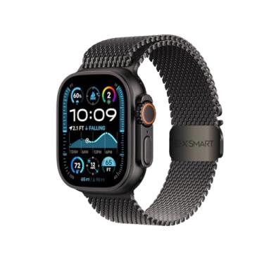 Imagem de Pulseira de Malha Milanese patentiada Compatível com Apple Watch 49mm, 46mm, 45mm, 44mm, Malha de Aço Inoxidável com Fecho Estilo Paraquedas para iWatch Ultra 2 Series 10, 9, 8, 7, 6, SE, 5, 4, 3 (Black 49MM/46MM/45MM/44MM)