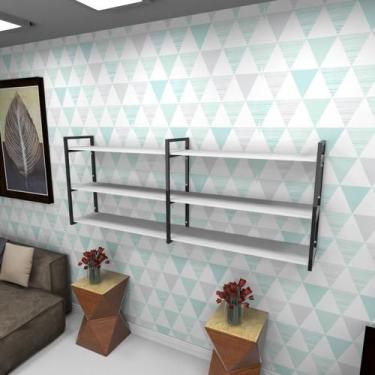 Imagem de Estante estilo industrial sala aço cor preto 180x30x68cm (C)x(L)x(A) c