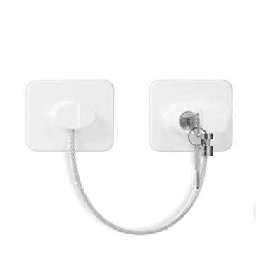 Imagem de Trava De Segurança Para Geladeira Porta Gaveta Armário Proteção Tranca Com Chave Anti Furto Crianças Bebê (Branco)