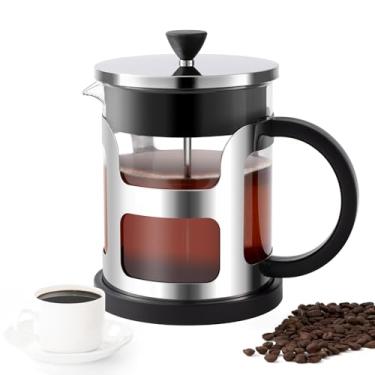 Imagem de COPOTEA Cafeteira French Press de 1 litro, prensa de café portátil de aço inoxidável de vidro, cafeteira fria, prensa de café de viagem, pode ser lavada na lava-louças