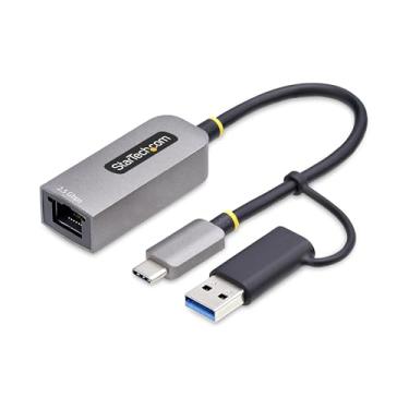 Imagem de StarTech.com Adaptador USB-C para Ethernet de 2,5 GbE com conversor USB-A, NBASE-T NIC, USB 3.0 tipo-C 2,5/1G rede multivelocidade