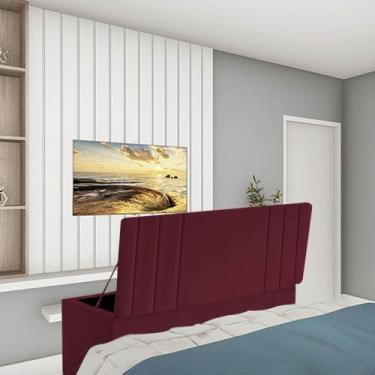 Imagem de Calçadeira Baú Recamier Estofada Cama King 190cm Grécia Suede Bordo- M