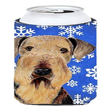 Imagem de Caroline's Treasures SC9373TBC Airedale Inverno Flocos de Neve Feriado Longo Menino Bebidas Isolador de Bebidas Isolador Hugger, Menino Alto, Multicolorido