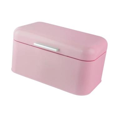 Imagem de Fenteer Caixa de pão de aço inoxidável Bedroom Surco de lanche comida Caixa de pão coberta de armazenamento para viajar, Rosa