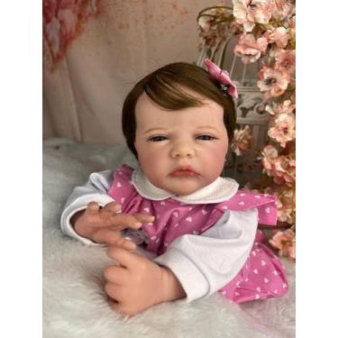 Imagem de Bebe reborn original menina realista cabelo castanho - Mundo Azul e Ro