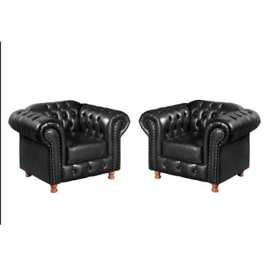 Imagem de Duas Poltronas Chesterfield Luiz xv Preto retro