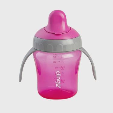 Imagem de Copo Infantil Transição com Alças e Bico Rígido Rosa Clingo