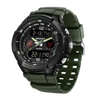 Imagem de Relógio Esportivo Masculino Resistente Gua Com Cronmetro E Luz Noturna Resistente à água 50m Verde
