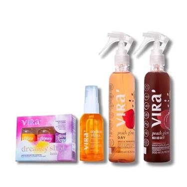 Imagem de Kit Capilar, Tônico Fortalecedor Peach Glow Night, Spray Multifuncional Peach Glow Day, Trio de Ampolas Dreamy Shot, Tratamento Completo para Cabelos - Virá Cosméticos