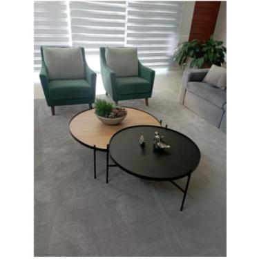 Imagem de Mesa Bene conjunto 80 60 Estilo Industrial - Casa Quentinha, MDF Nogal